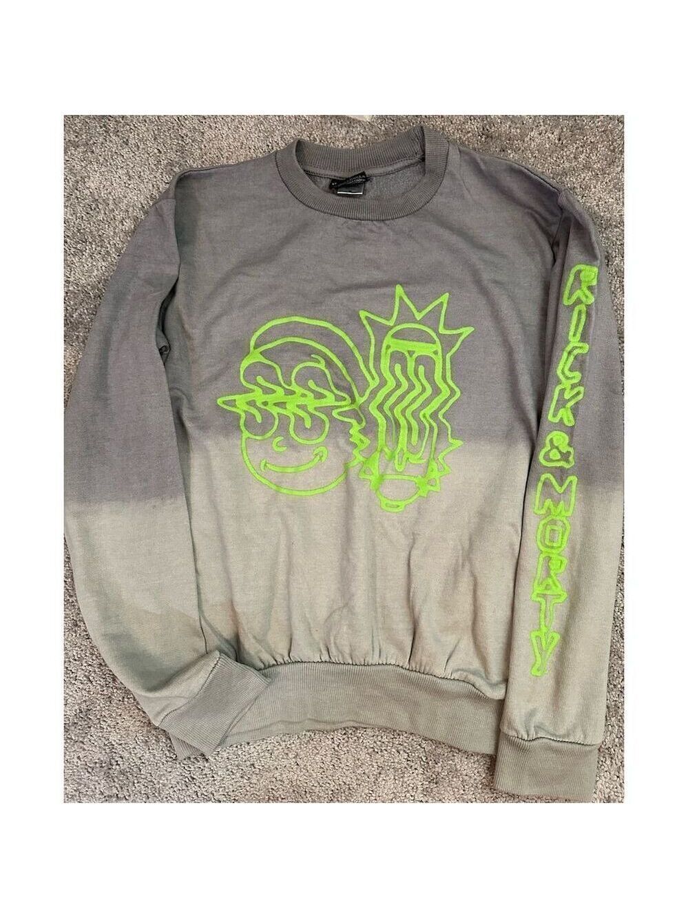 Rick and Morty Warped Faces Gray Pullover Sweater Unisex Long Sleeve Crewneck